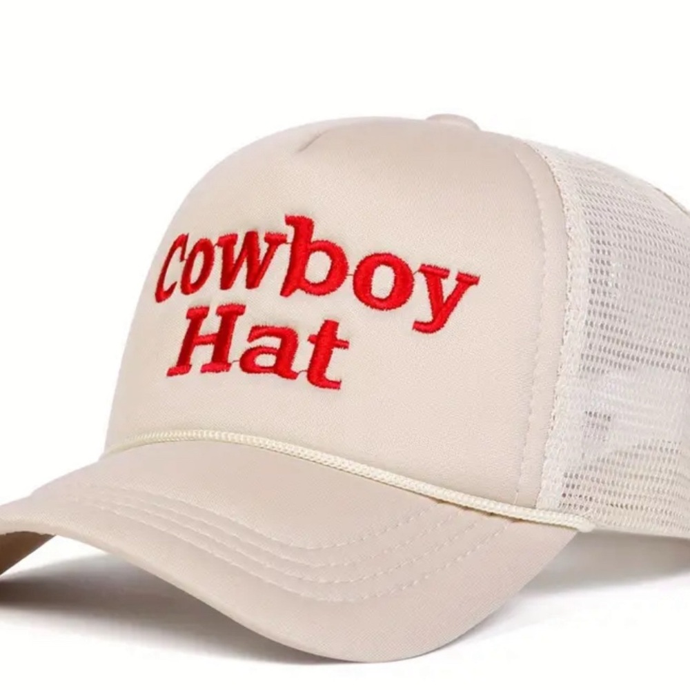 Tan and red Cowboy Hat Cap - Picture 2 of 2